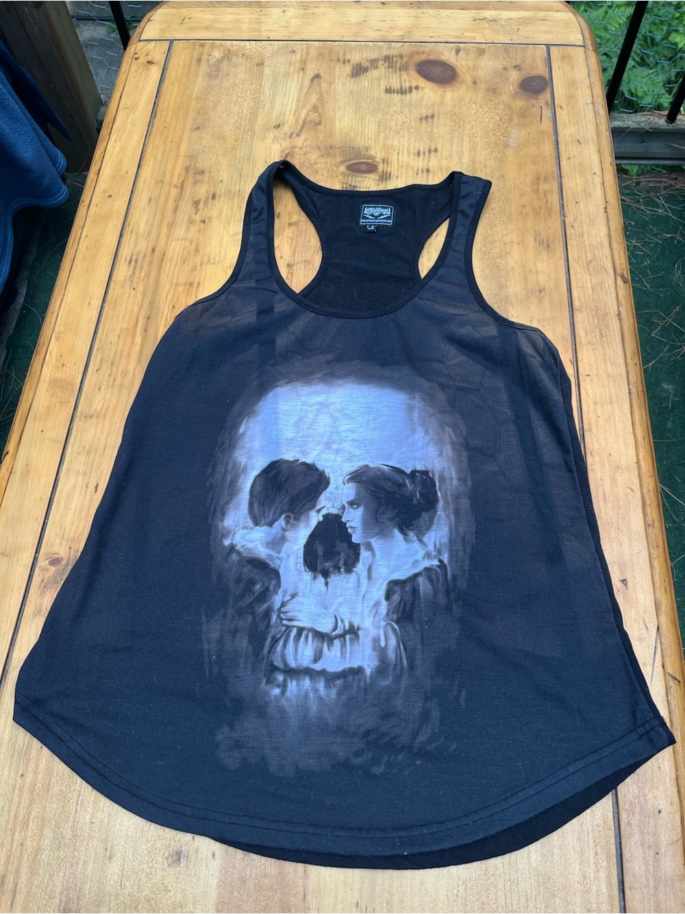 Black Graphic Skull Illusion Racerback Tank